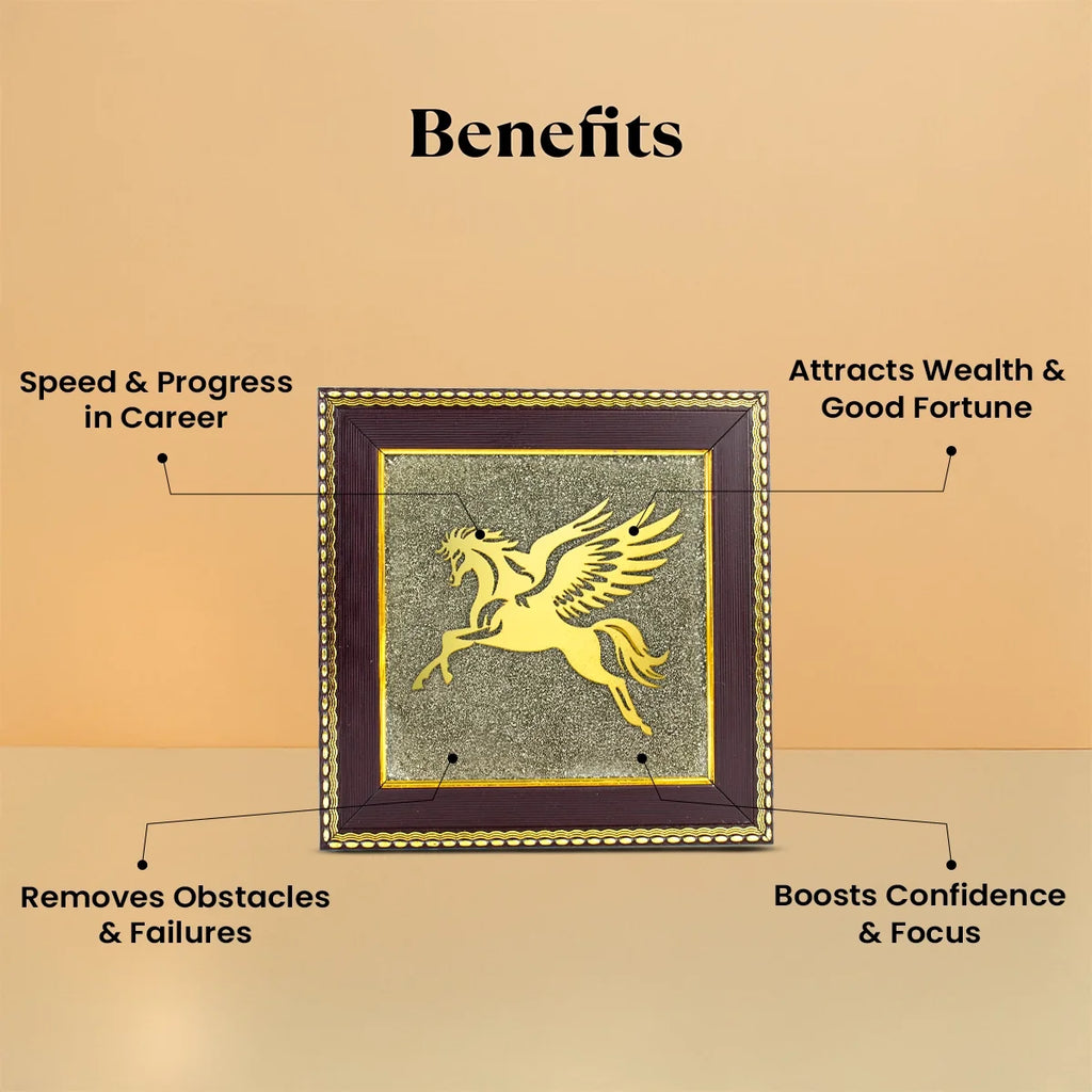 Flying Horse on Raw Pyrite Frame | VastuKosha by Acharya Anuj