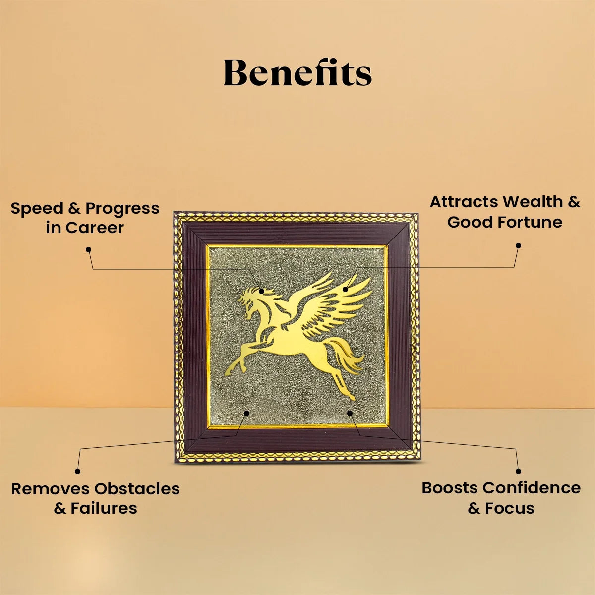 Flying Horse on Raw Pyrite Frame | VastuKosha by Acharya Anuj