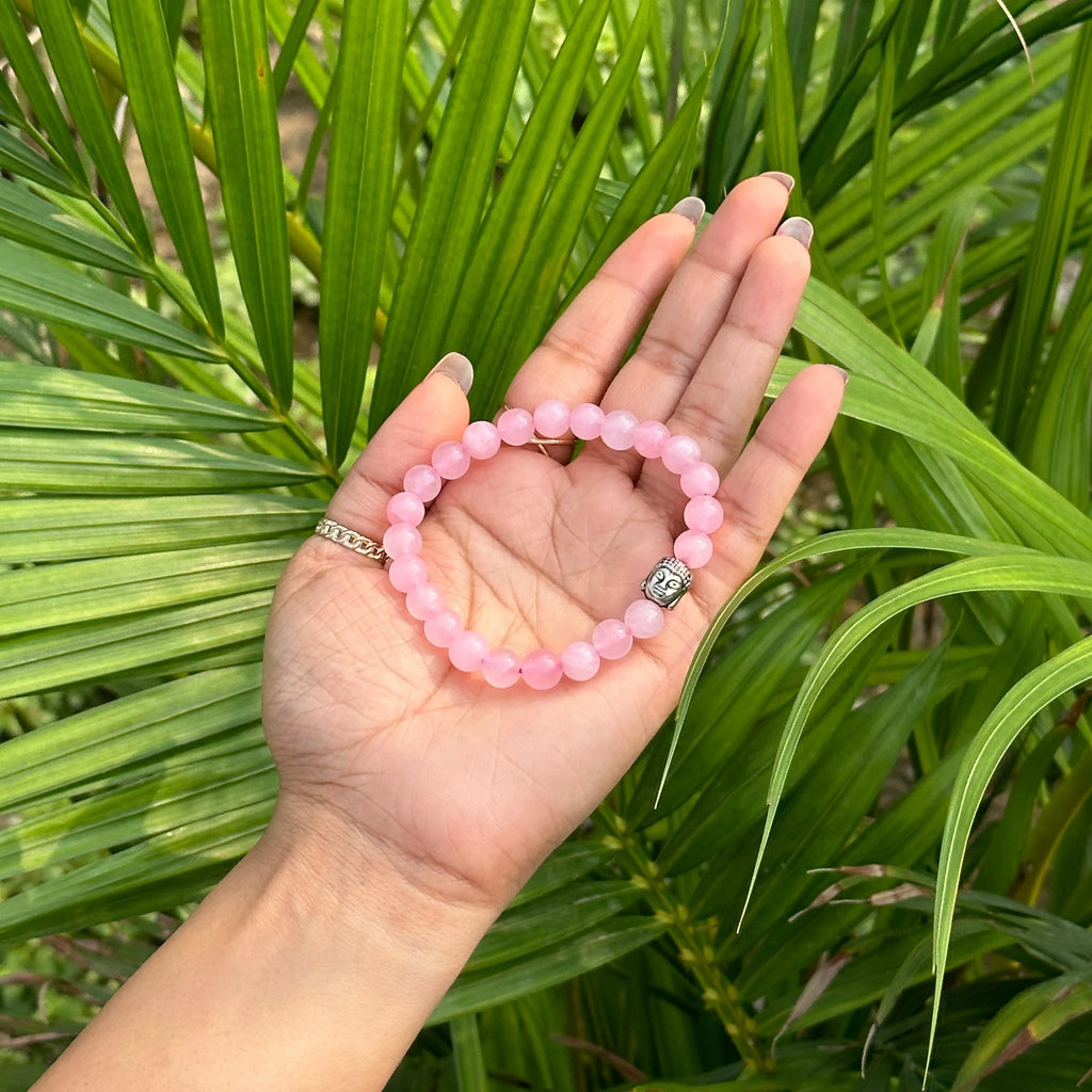 Rose Quartz Bracelet with Buddha | VastuKosha by Acharya Anuj