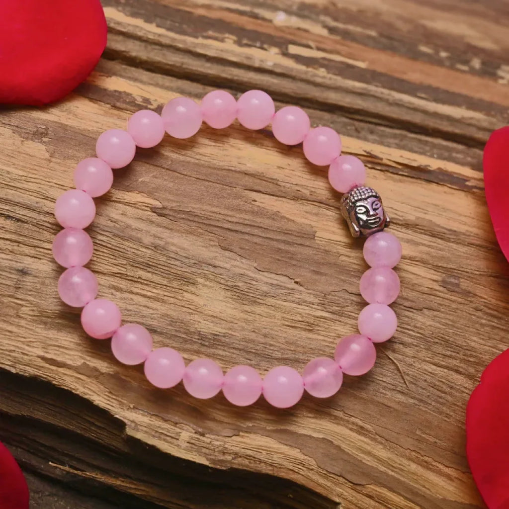 Rose Quartz Bracelet with Buddha | VastuKosha by Acharya Anuj