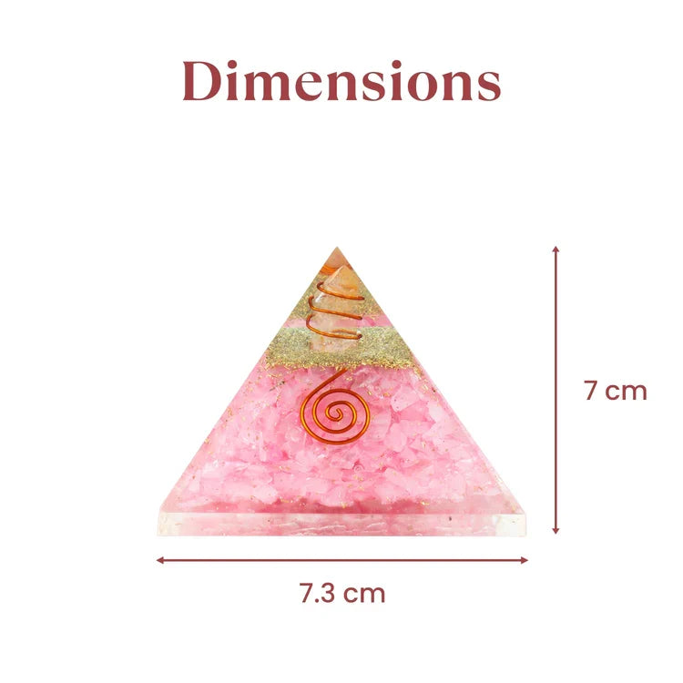 Rose Quartz Pyramid with Free Raw Square Selenite Plate | VastuKosha by Acharya Anuj