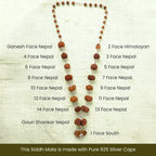 VASTUKOSHA 1-14 Mukhi Siddh Rudraksha Mala featuring authentic Nepali collector beads with 925 silver caps