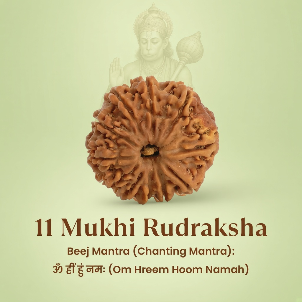VASTUKOSHA 11 Mukhi Nepal origin Rudraksha bead with natural textured surface for spiritual meditation and prayer