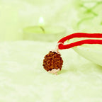 VASTUKOSHA 3 Mukhi Nepal origin Rudraksha bead with silver cap on a red thread for spiritual meditation