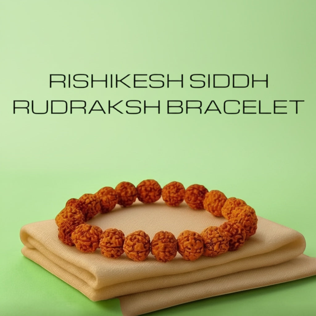 VASTUKOSHA 5 Mukhi Nepal origin Rudraksha bead bracelet for meditation and spiritual practice on a soft cloth
