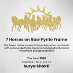 VASTUKOSHA Rinmukteshwar Siddh 7 horses wall art featuring golden horse silhouettes on a raw pyrite textured frame