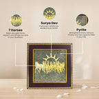 VASTUKOSHA Rinmukteshwar Siddh 7 horses wall frame featuring gold horse silhouettes on a raw pyrite background