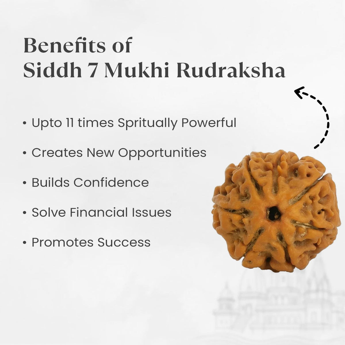 VASTUKOSHA Siddh 7 Mukhi Nepal Rudraksha bead with natural textured surface, used for meditation and spiritual practice.
