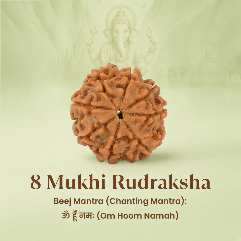 VASTUKOSHA 8 Mukhi Nepal origin Rudraksha bead with natural brown texture for meditation and spiritual practice