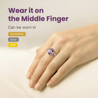VASTUKOSHA natural oval amethyst gemstone ring worn on a finger, suitable for setting in silver, gold, or panchdhatu.