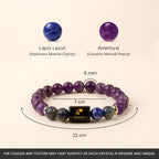 VASTUKOSHA Aquarius zodiac bracelet featuring purple amethyst and blue lapis lazuli beads with a central Aquarius charm.