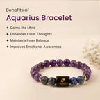 VASTUKOSHA Aquarius bracelet featuring purple amethyst and blue lapis lazuli beads with a central Aquarius charm.