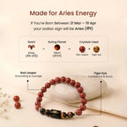 VASTUKOSHA Aries zodiac bracelet featuring red jasper and tiger eye beads with a central Aries symbol charm