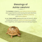 VASTUKOSHA Rishikesh Siddh Ashtalakshmi gold-toned tortoise idol for Vastu, wealth, and prosperity on brown fabric