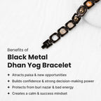 VASTUKOSHA Rishikesh Siddh Metal Dhan Yog bracelet featuring black metal links and multi-colored healing crystals