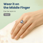 VASTUKOSHA natural Ceylon Neelam blue sapphire ring worn on the middle finger in a silver setting
