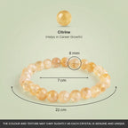 VASTUKOSHA Citrine crystal bead bracelet with 8mm stones, showcasing warm yellow tones for prosperity and confidence.