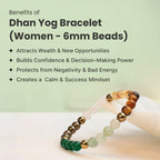 VASTUKOSHA Dhan Yog crystal bracelet for women featuring 6mm multi-coloured natural gemstone beads on a white display.