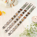 VASTUKOSHA Metal Dhan Yog bracelets featuring silver-plated links with Tiger Eye, Pyrite, Citrine, Quartz, and Aventurine.