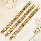VASTUKOSHA Dhan Yog bracelets featuring gold-plated metal links with genuine Pyrite, Tiger Eye, Citrine, and Aventurine.