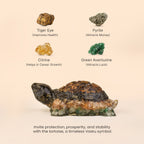 VASTUKOSHA Collector's Edition Dhan Yog Tortoise made with Tiger Eye, Pyrite, Citrine, and Green Aventurine crystals.