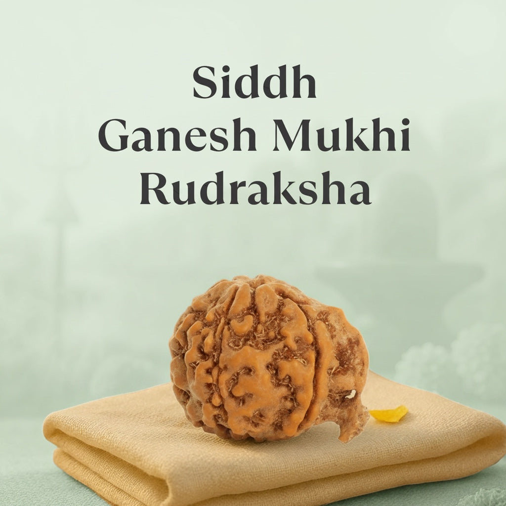VASTUKOSHA Nepal origin Ganesh Mukhi Rudraksha bead with natural textured surface resting on a soft fabric cloth.