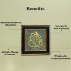 VASTUKOSHA Vighnaharta Ganesh wall frame featuring a gold-toned Ganesha silhouette set against textured raw pyrite.
