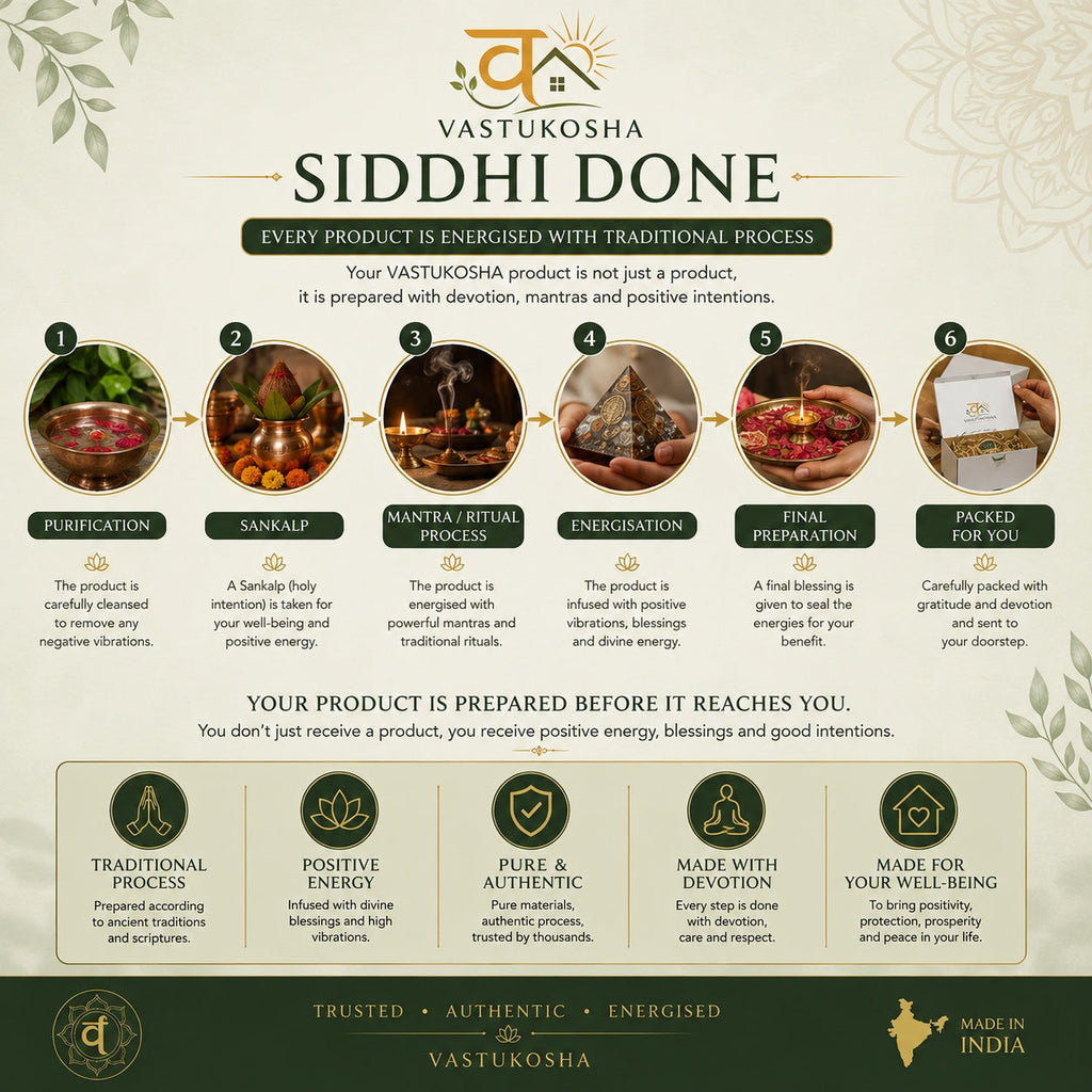 VASTUKOSHA infographic showing the traditional energisation and preparation process for Peetambari Neelam gemstones