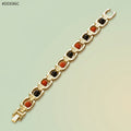 VASTUKOSHA gold-plated bracelet featuring alternating 5 Mukhi Rudraksha beads and black Karungali ebony wood spheres.