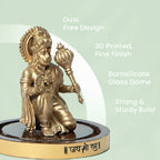 VASTUKOSHA Siddh Sankat Mochan Hanuman Murti in a borosilicate glass dome with intricate 3D printed gold finish