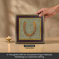 VASTUKOSHA Ghode Ki Naal horseshoe mounted on a raw pyrite crystal frame for good luck and Vastu-inspired home decor.