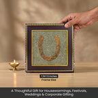 VASTUKOSHA Ghode Ki Naal horseshoe mounted on a raw pyrite crystal frame for good luck and Vastu-inspired home decor.