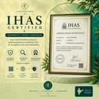 VASTUKOSHA IHAS certificate of authenticity for energized products, featuring official seal and verification steps.