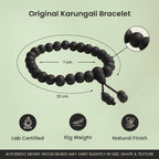 VASTUKOSHA original black Karungali ebony wood bracelet with 8mm beads, featuring natural finish and lab certification.