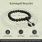 VASTUKOSHA 8mm Karungali black ebony wood bead bracelet with natural finish and traditional spiritual design.