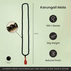 VASTUKOSHA 108+1 bead Karungali black ebony wood mala with 8mm beads and a red tassel for spiritual meditation