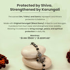 VASTUKOSHA Om Trinetra Trishul Damru Karungali bracelet with black ebony wood beads and silver-toned Shiva symbols.