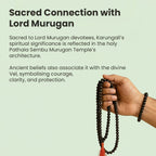 VASTUKOSHA Karungali wood mala and bracelet set held in hand for meditation and prayer, featuring 8mm black beads.
