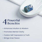VASTUKOSHA Lapis Lazuli tumble stone with deep blue colour and natural pyrite specks on a white ceramic tray
