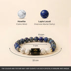 VASTUKOSHA Libra zodiac bracelet featuring blue Lapis Lazuli and white Howlite beads with a central Libra symbol charm.