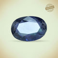VASTUKOSHA natural oval-cut blue iolite gemstone with faceted surface and government certification seal