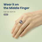 VASTUKOSHA natural iolite gemstone ring set in silver, worn on the middle finger for spiritual practice.