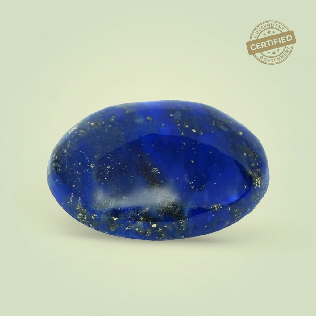 VASTUKOSHA natural Lapis Lazuli stone with deep blue colour and golden pyrite flecks, certified spiritual crystal