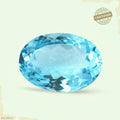 VASTUKOSHA oval-cut natural blue topaz gemstone with clear, bright facets for spiritual practice or jewellery.
