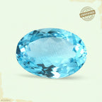 VASTUKOSHA oval-cut natural blue topaz gemstone with clear, bright facets for spiritual practice or jewellery.
