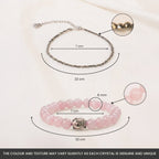 VASTUKOSHA pyrite anklet and rose quartz Buddha bracelet set with dimensions and crystal texture details