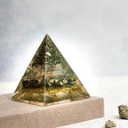 VASTUKOSHA Money Magnet Pyrite orgonite pyramid with metallic crystal tree design for workspace prosperity décor.