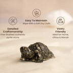 VASTUKOSHA Pyrite tortoise figurine with metallic lustre, a symbol of stability and prosperity for home or office decor.