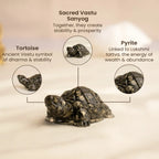 VASTUKOSHA Pyrite tortoise figurine showing natural metallic luster and detailed shell texture for Vastu stability.