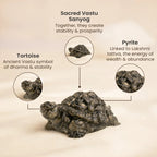 VASTUKOSHA Pyrite tortoise figurine showing metallic luster and textured shell, symbolizing Vastu stability and prosperity.